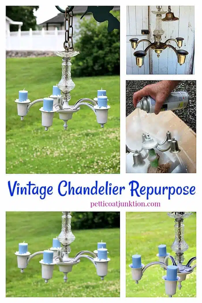 how to repurpose a vintage chandelier into a unique hanging candle holder