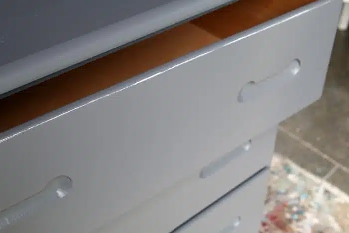 white paint on drawer edge