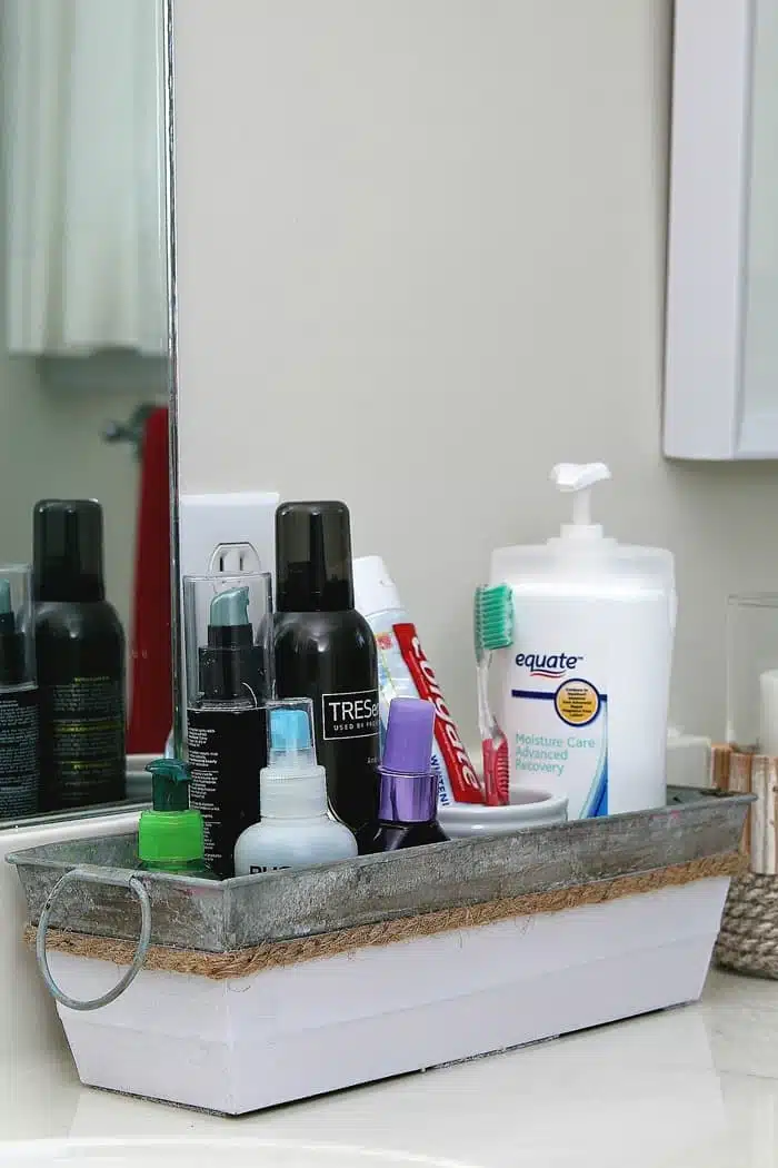 Make A Pretty Bathroom Counter Organizer