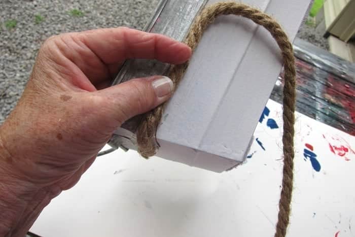 hot glue sisal rope to home decor