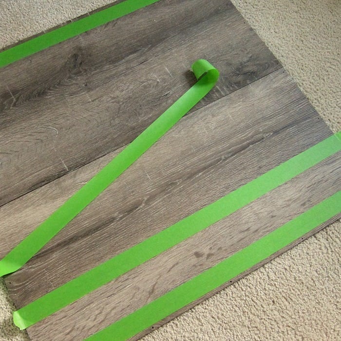 prep work for painting stripes on furniture