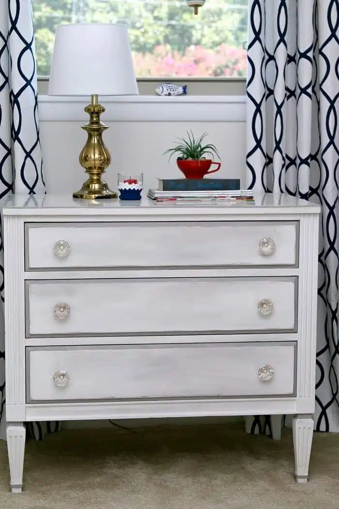 two tone painted wood furniture in white and gray