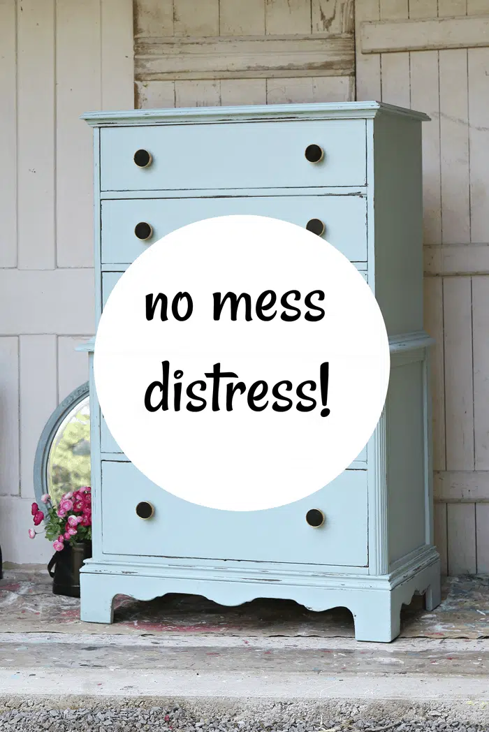 wet distress painted furniture without the mess using a household cleanser