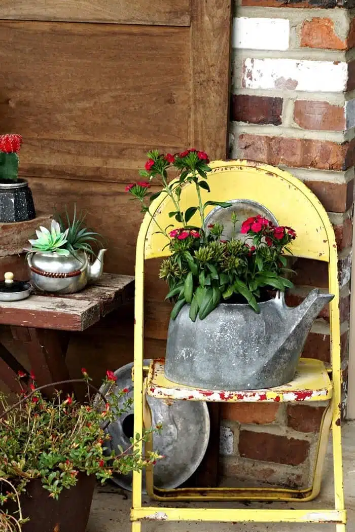 Upcycled Tea Kettle DIY Flower Pots