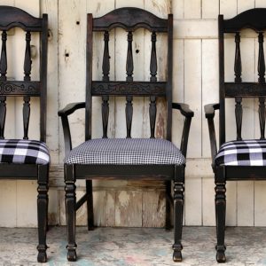 Buzz Worthy Black and White Buffalo Check Chairs