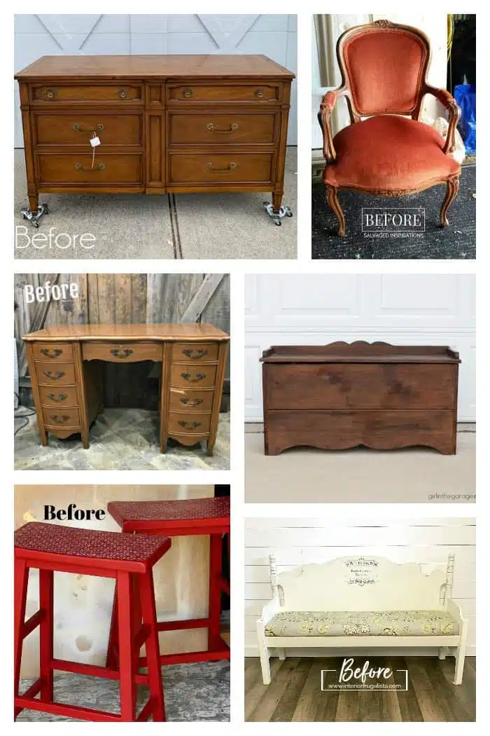 Furniture Fixer Uppers projects before paint makeovers