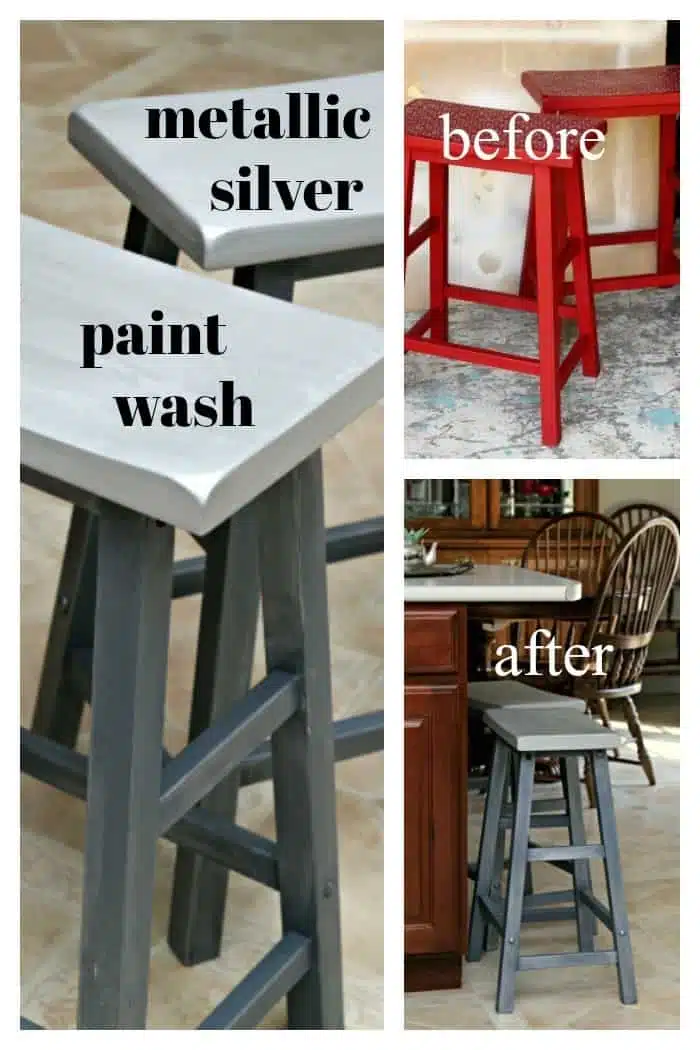 Gray furniture with a metallic silver paint wash