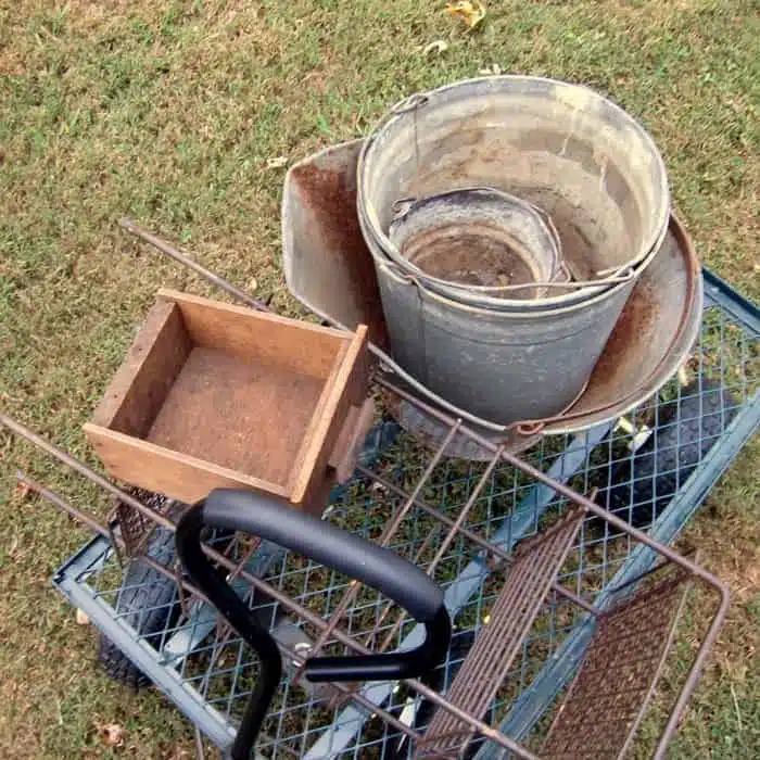 old galvanized buckets for Fall decorating