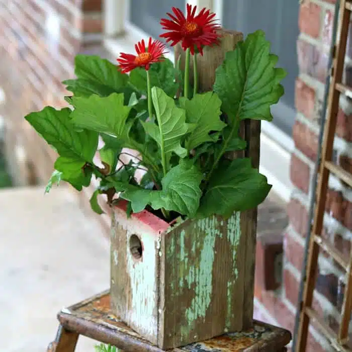 DIY Fall Rake Wreath Idea And Wood Birdhouse Flower Container