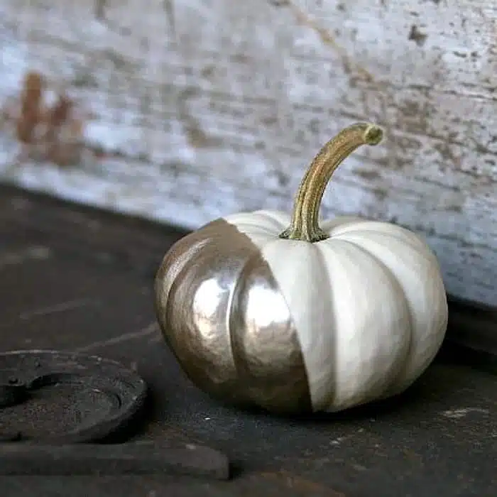 Champagne spray paint and a pumpkin for Fall decorating