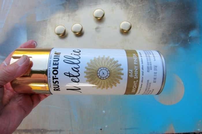 Rustoleum Metallic Gold paint for furniture knobs