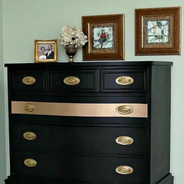 black furniture with gold accents
