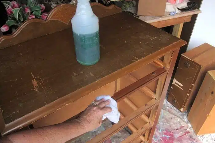 clean vintage furniture with Simple Green before painting