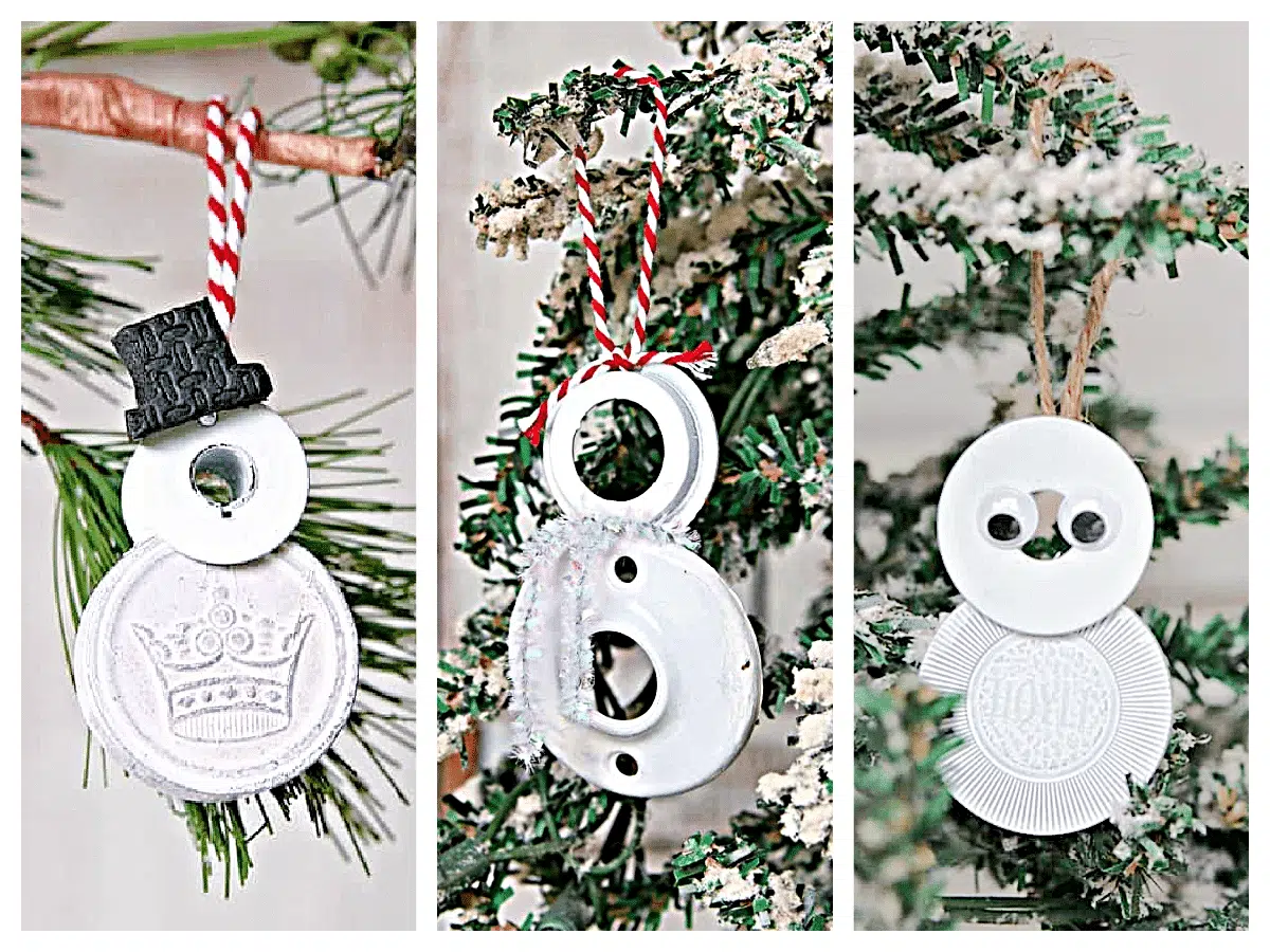 DIY Snowmen Ornaments Made From Junk Drawer Finds
