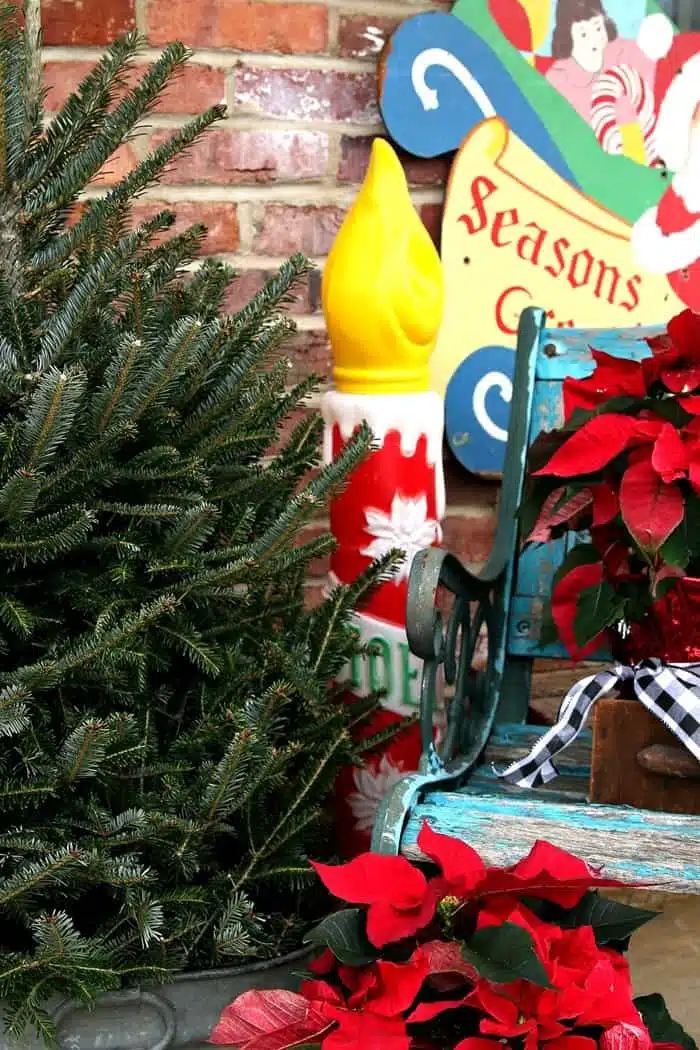 Red Porch Decorations With Buffalo Check Accents