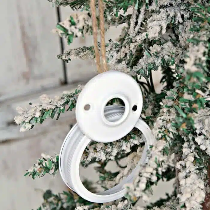 ball jar lid snowman Christmas ornament diy