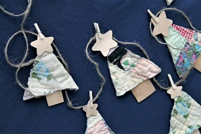 how to use old quilts to make Christmas ornaments
