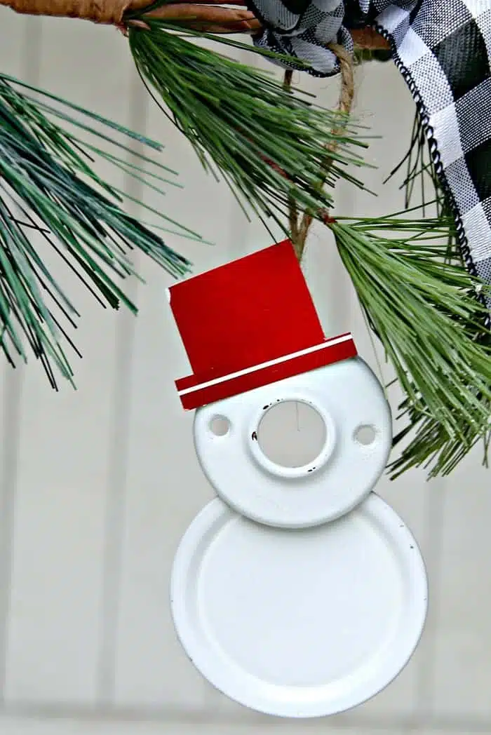 reclaimed hardware snowman ornament