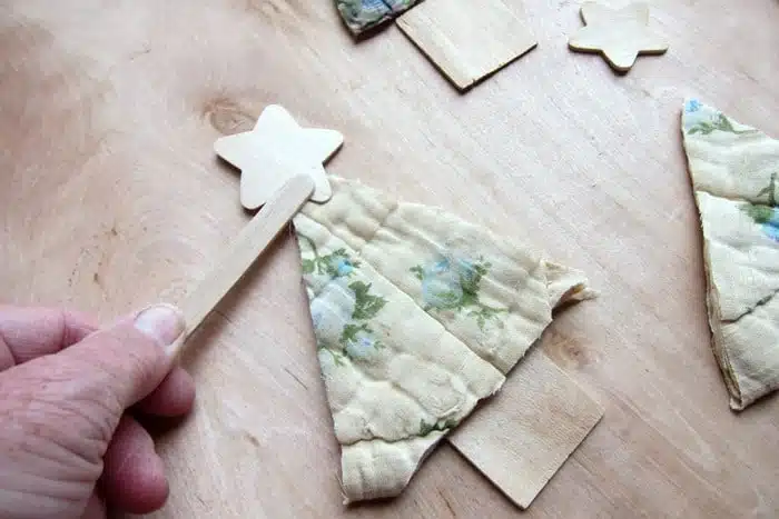 use popsicle sticks when working with hot glue