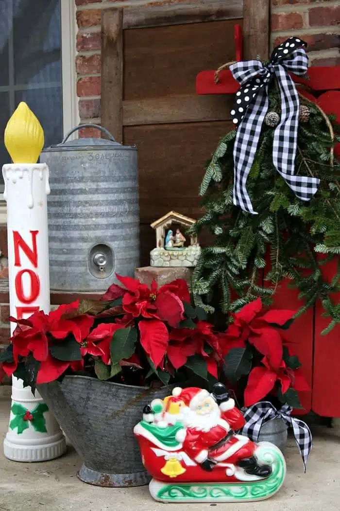 vintage Christmas decorations with poinsettias