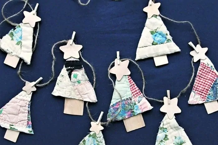 vintage quilt christmas tree garland or christmas tree ornaments