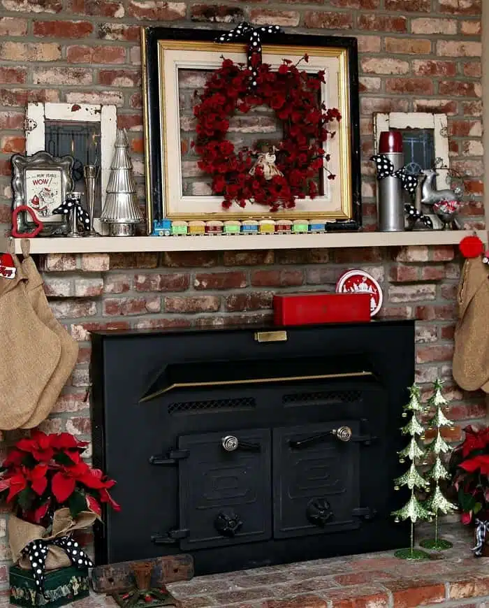 Decorating a fireplace and mantel with vintage Christmas decor