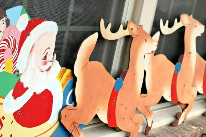 Santa Sleigh and Reindeer vintage lawn decor