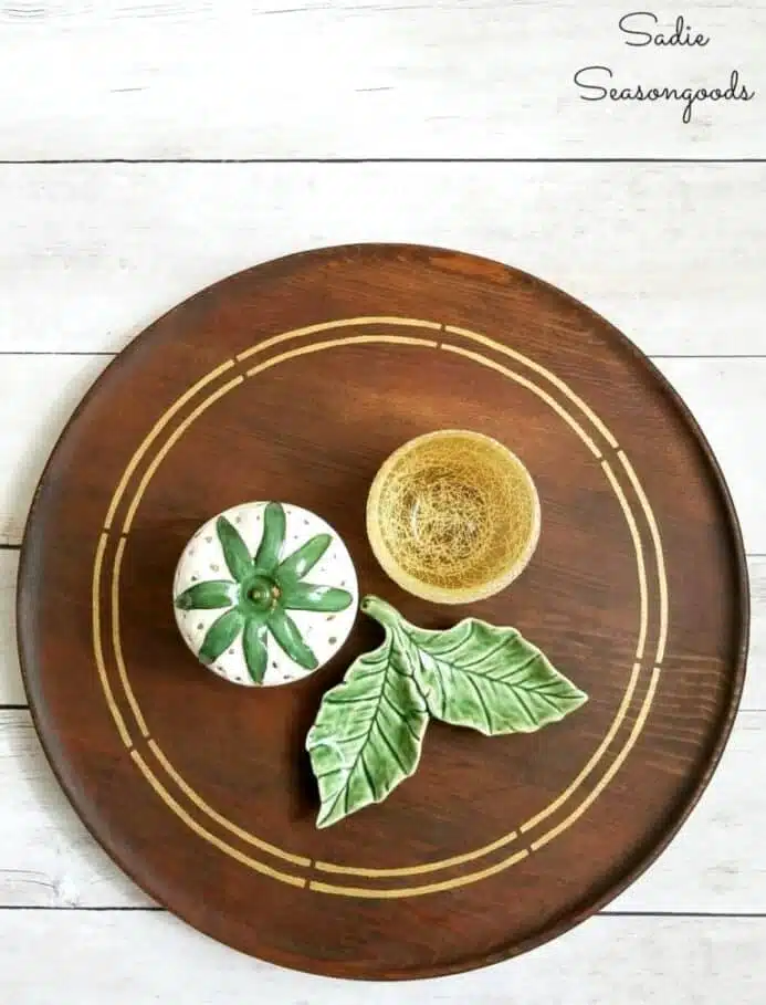 Thrift store lazy susan makeover by Sadie Seasongoods