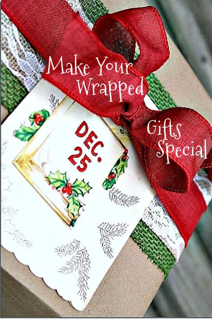 make your wrapped gifts special with vintage Christms card tags