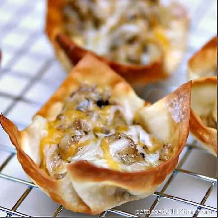 sausage wontons with cheese and black olives