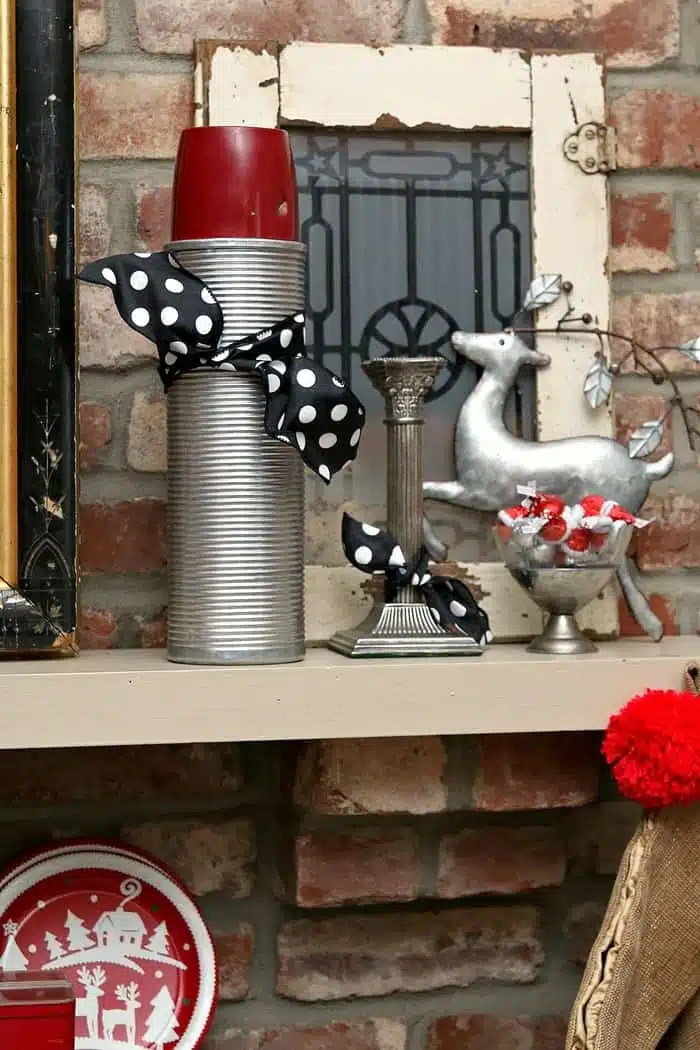 silver plate Christmas decor for the mantel