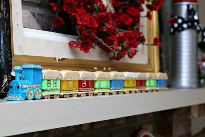 vintage candle holder train Christmas decor