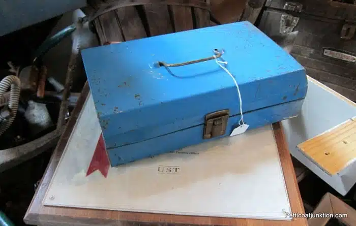 blue metal box from the junk shop