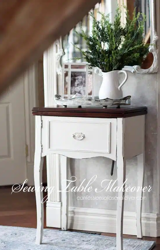 simple sewing table makeover from Confessions of a Serial DIYer