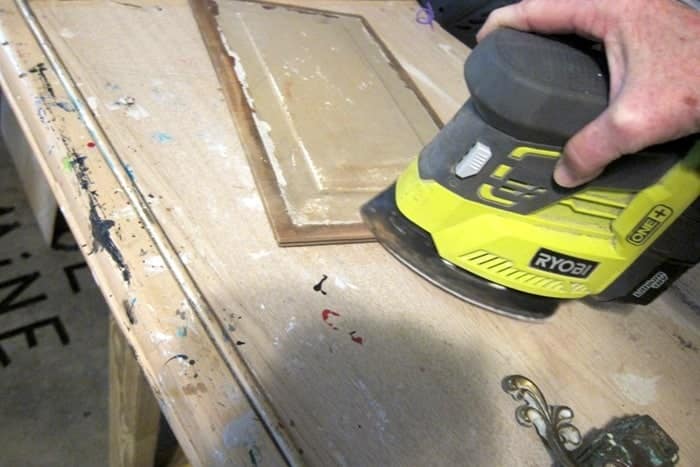 distress paint with a Ryobi power sander