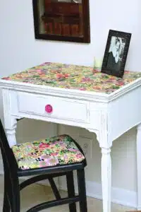 how to decoupage fabric on furniture