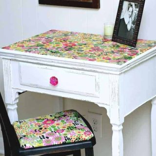 how to decoupage fabric on furniture