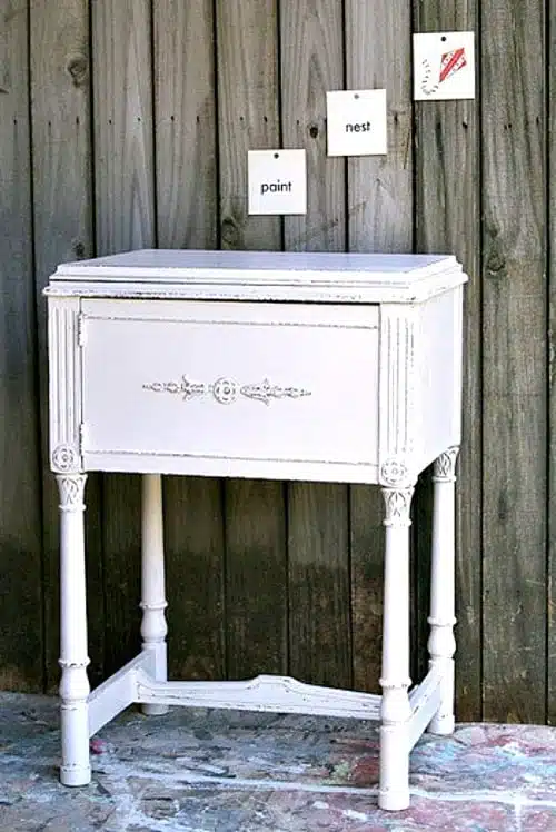 white painted cabinet