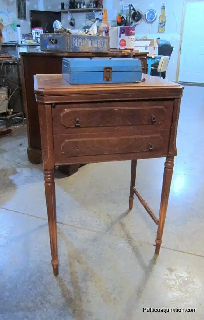 wood sewing machine cabinet from the junk shop