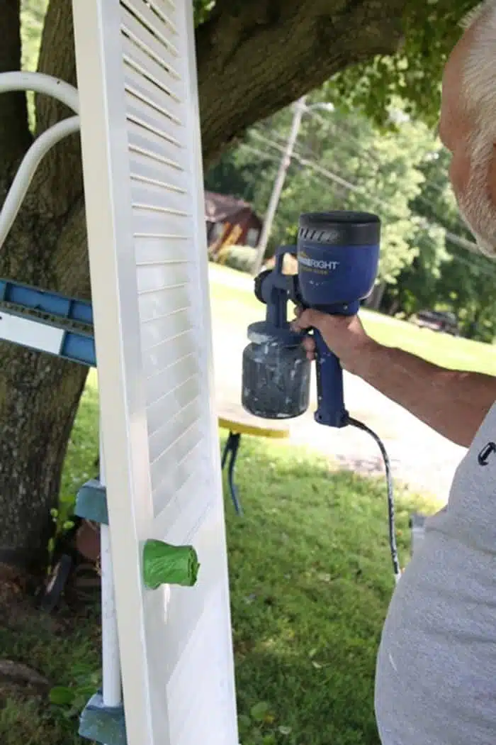 painting louvered doors with a paint sprayer