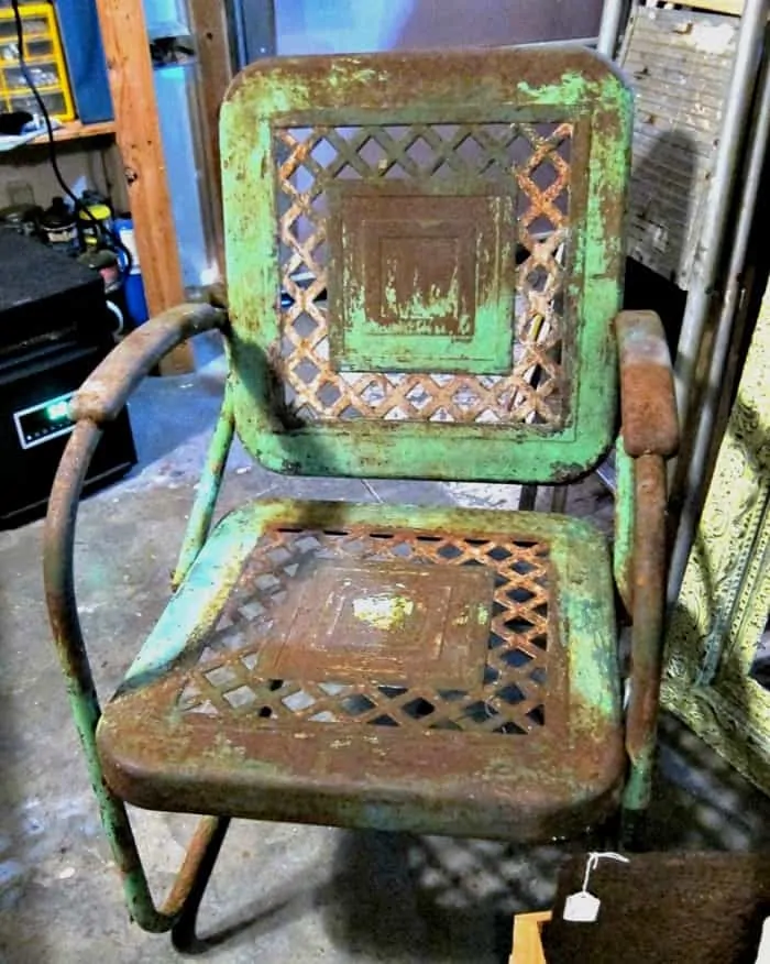 Vintage Metal Outdoor Chair With Lots Of Patina