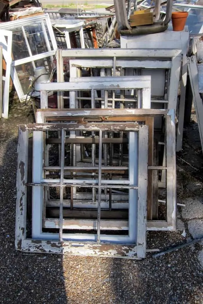 recalimed windows at the junk shop