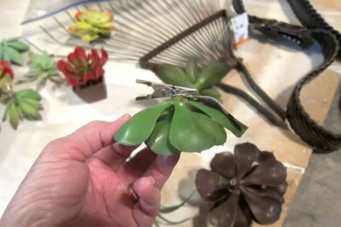 remove clip from faux succulents