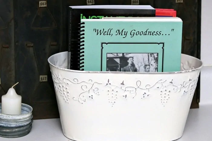 spray painted cookbook holder