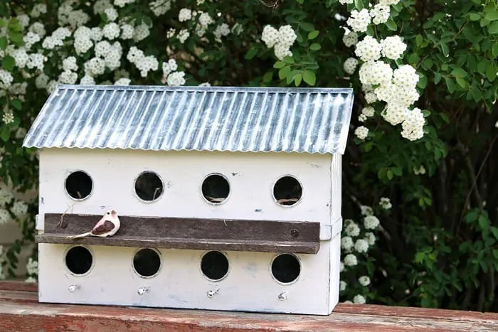 how to paint an ugly metal birdhouse white and shabby it up