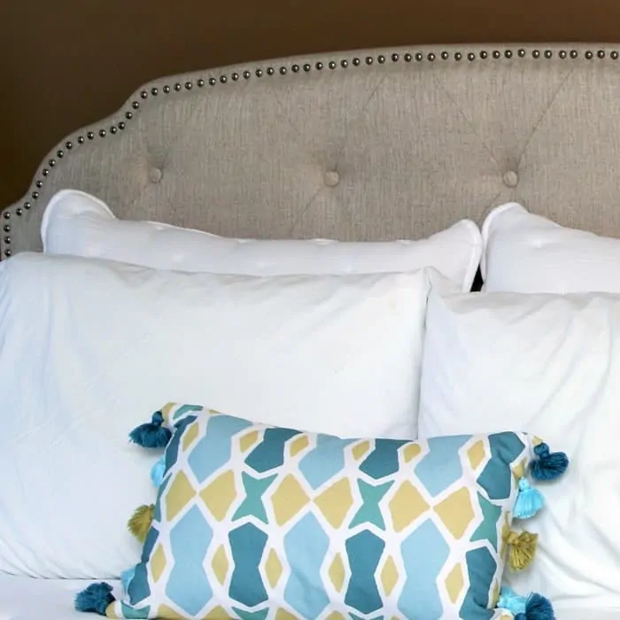 At Home Store Upholstered Headboard Is Easy For One Person To Set Up