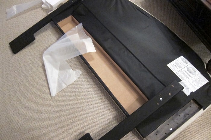 attaching the legs to an upholstered headboard from At Home