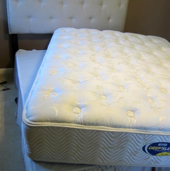 sliding a mattress onto the boxsprings