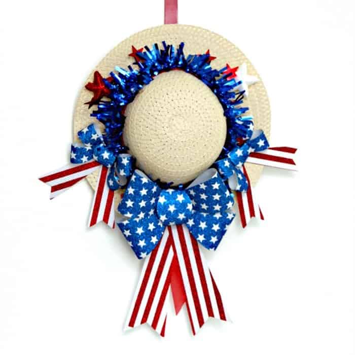 Red White And Blue Summer Hat Wreath 