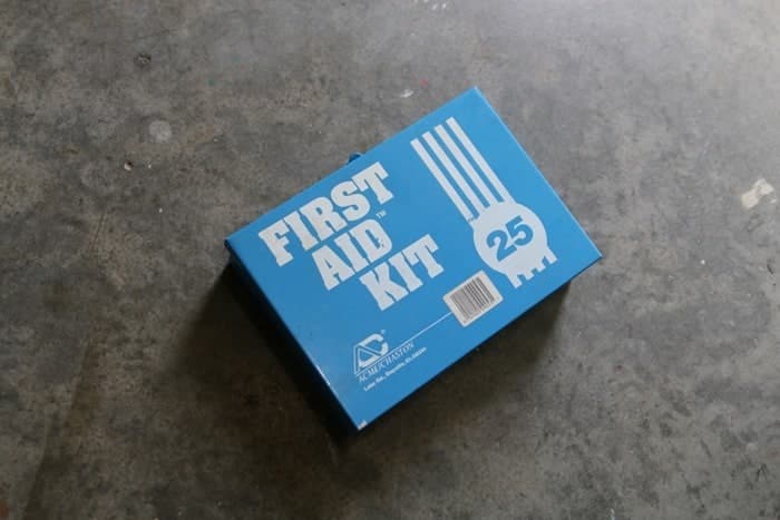 blue first aid box